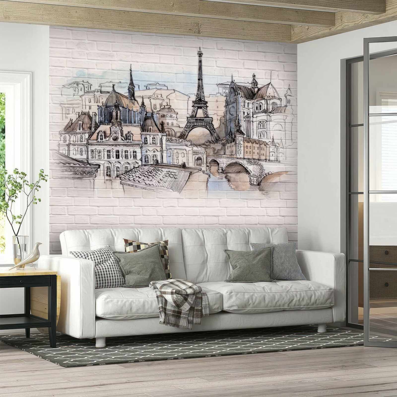 Fototapeten Das Bild von Paris an einer Mauermauer