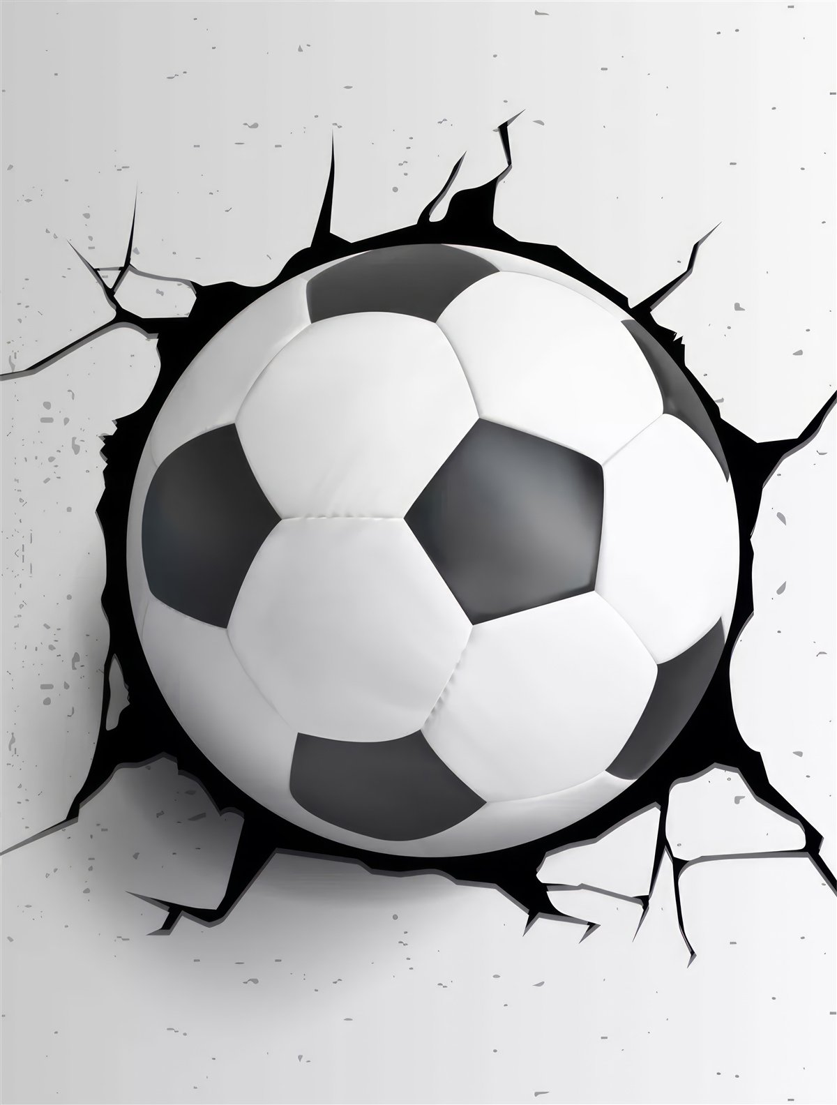 Fototapeten Fußball ragt aus der Wand heraus