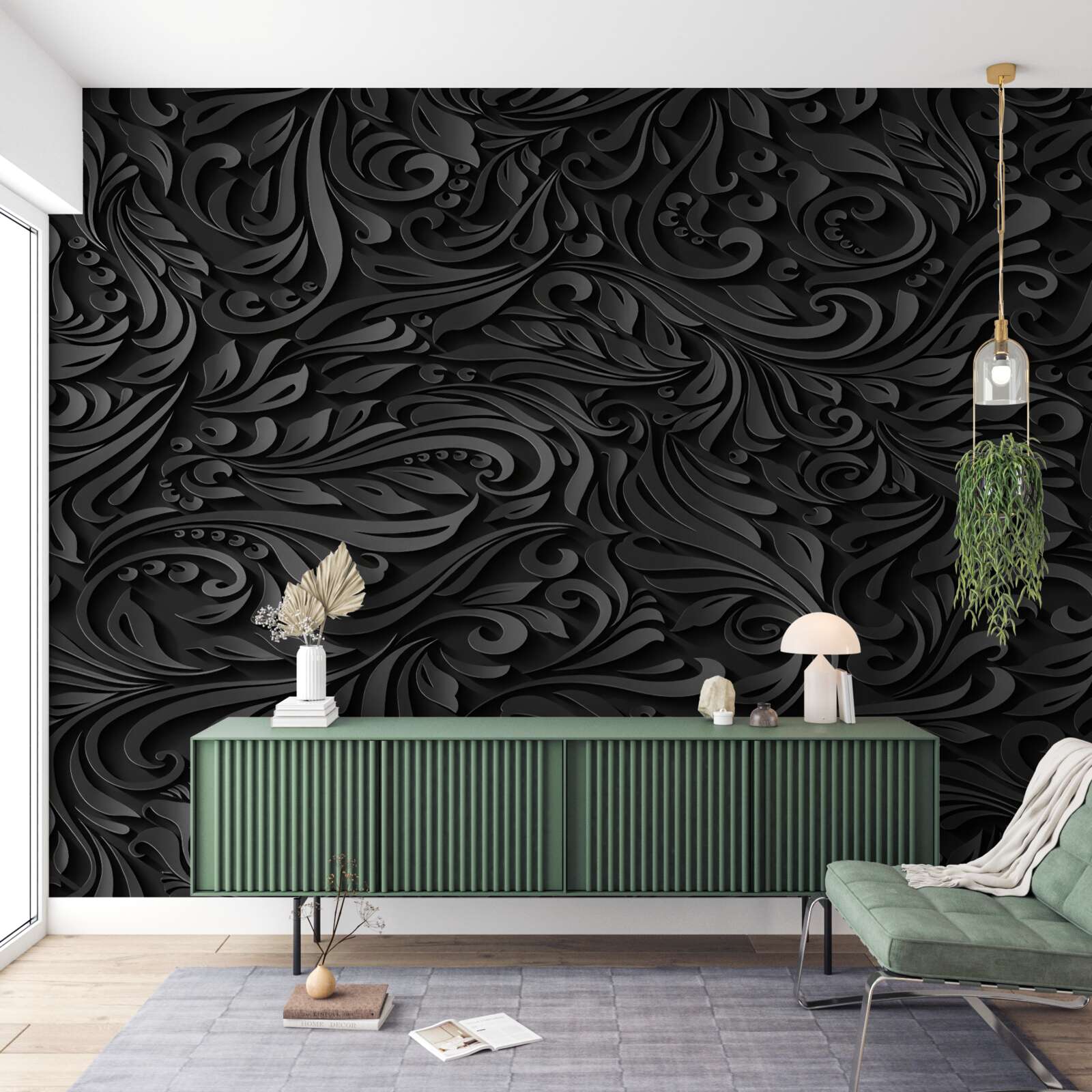 Fototapeten Schwarze Locken verschiedener Formen