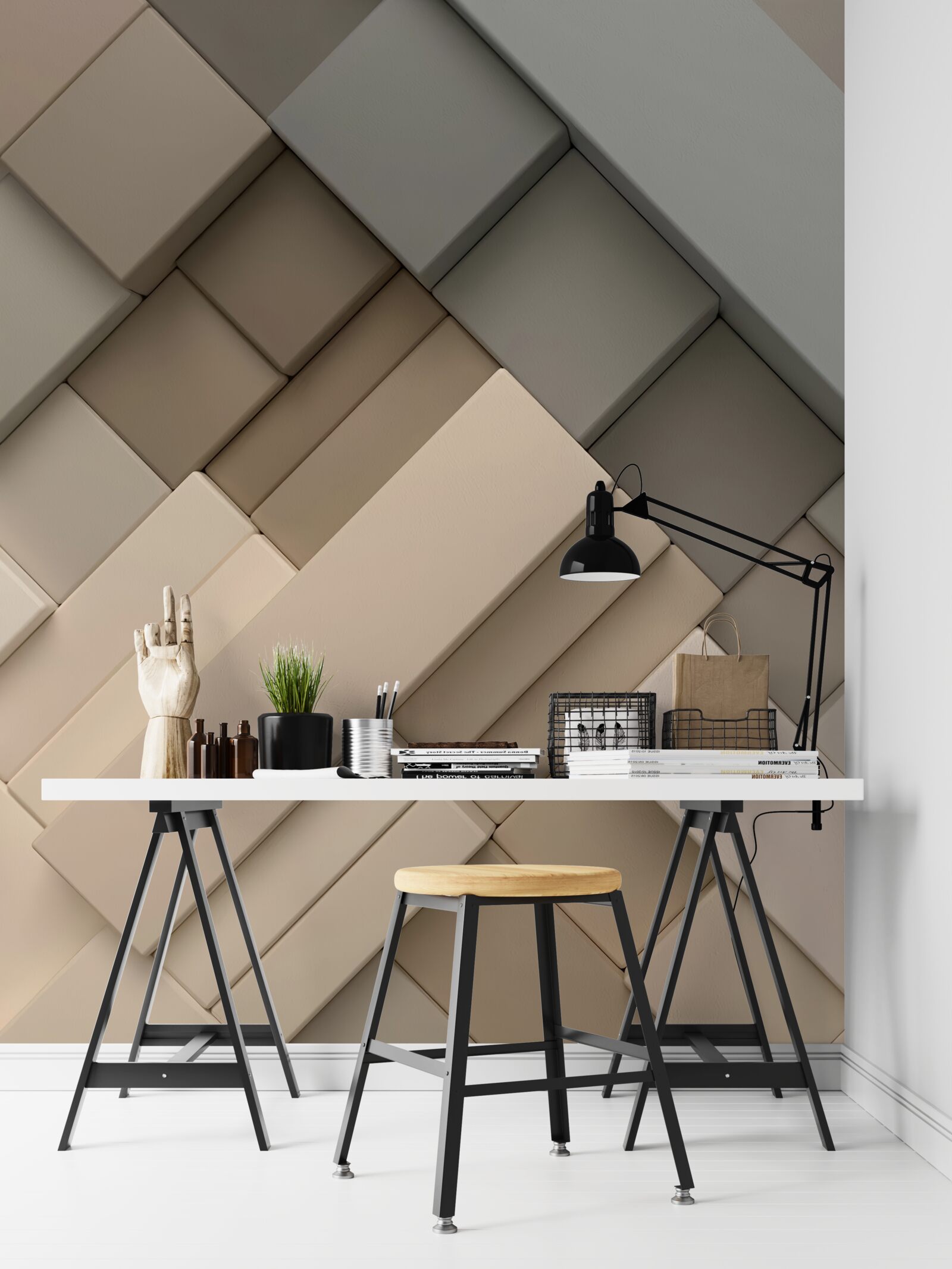 Fototapeten Leichte geometrische Formen mit Volumen