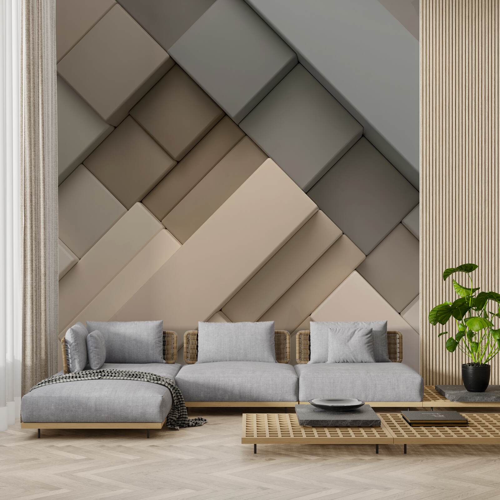 Fototapeten Leichte geometrische Formen mit Volumen