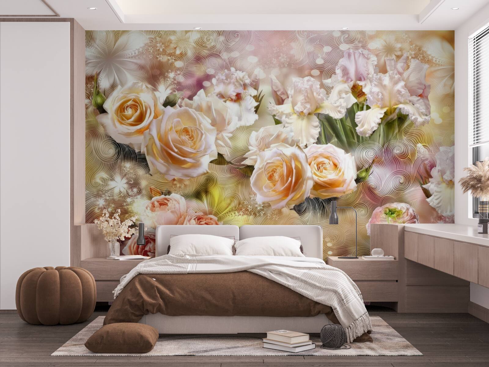 Fototapeten cremige Rosen