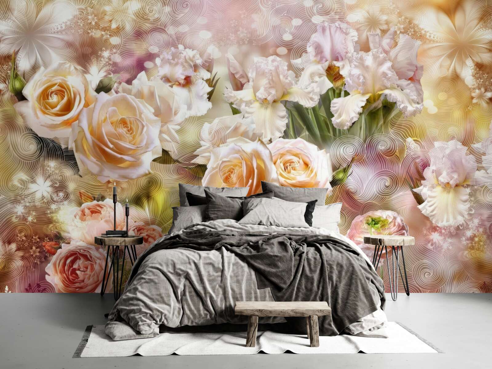 Fototapeten cremige Rosen
