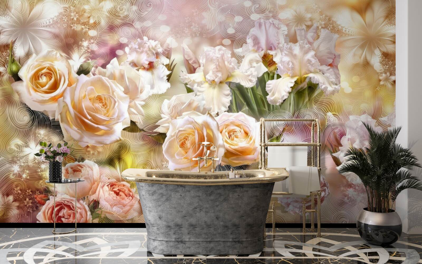 Fototapeten cremige Rosen