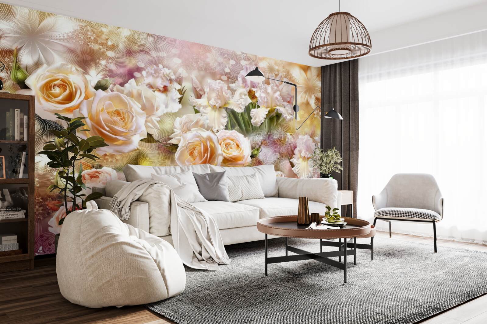 Fototapeten cremige Rosen