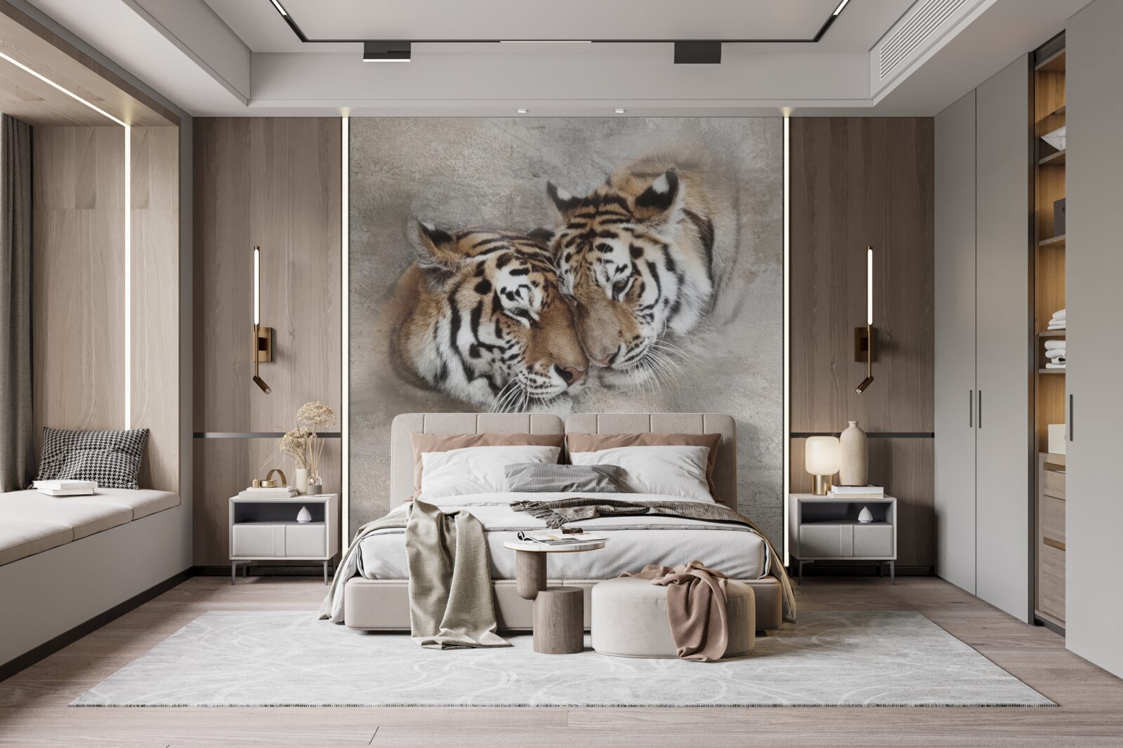 Fototapeten Zwei Tiger klammerten sich aneinander