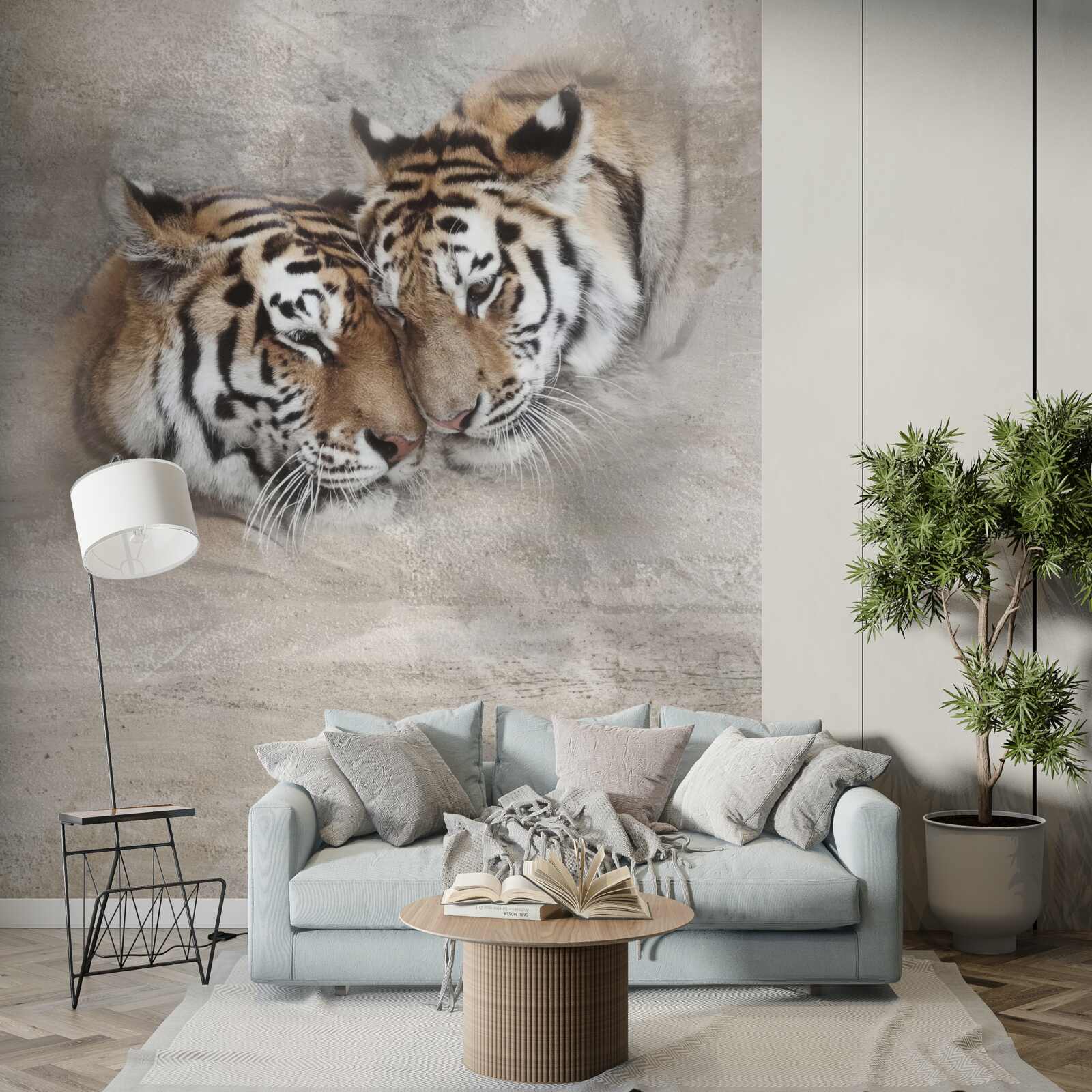 Fototapeten Zwei Tiger klammerten sich aneinander