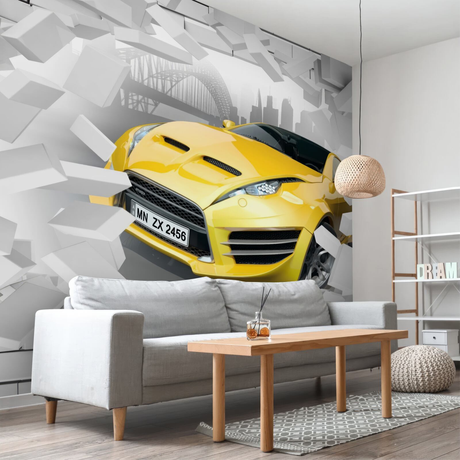Fototapeten Gelber Sportwagen
