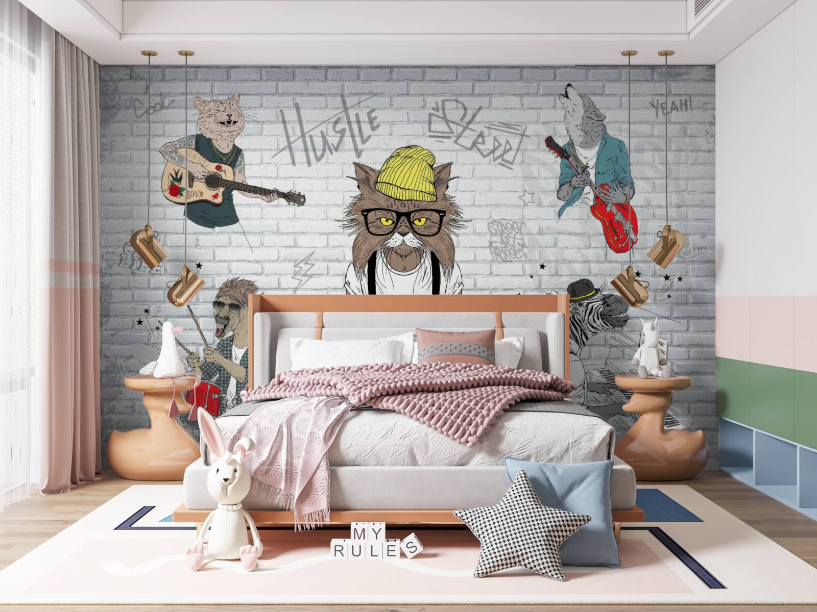 Fototapeten Tiere als Musiker dargestellt