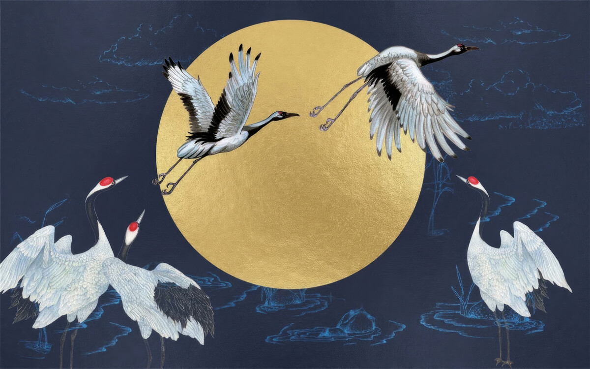 Fototapeten Flucht der weißen Vögel
