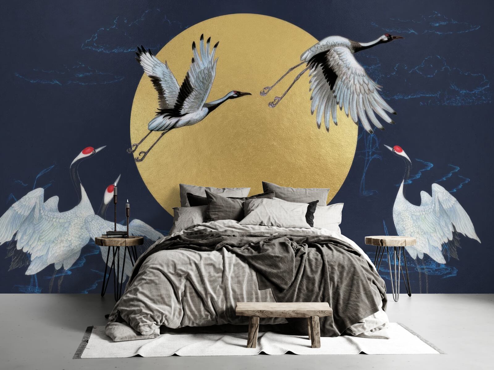 Fototapeten Flucht der weißen Vögel