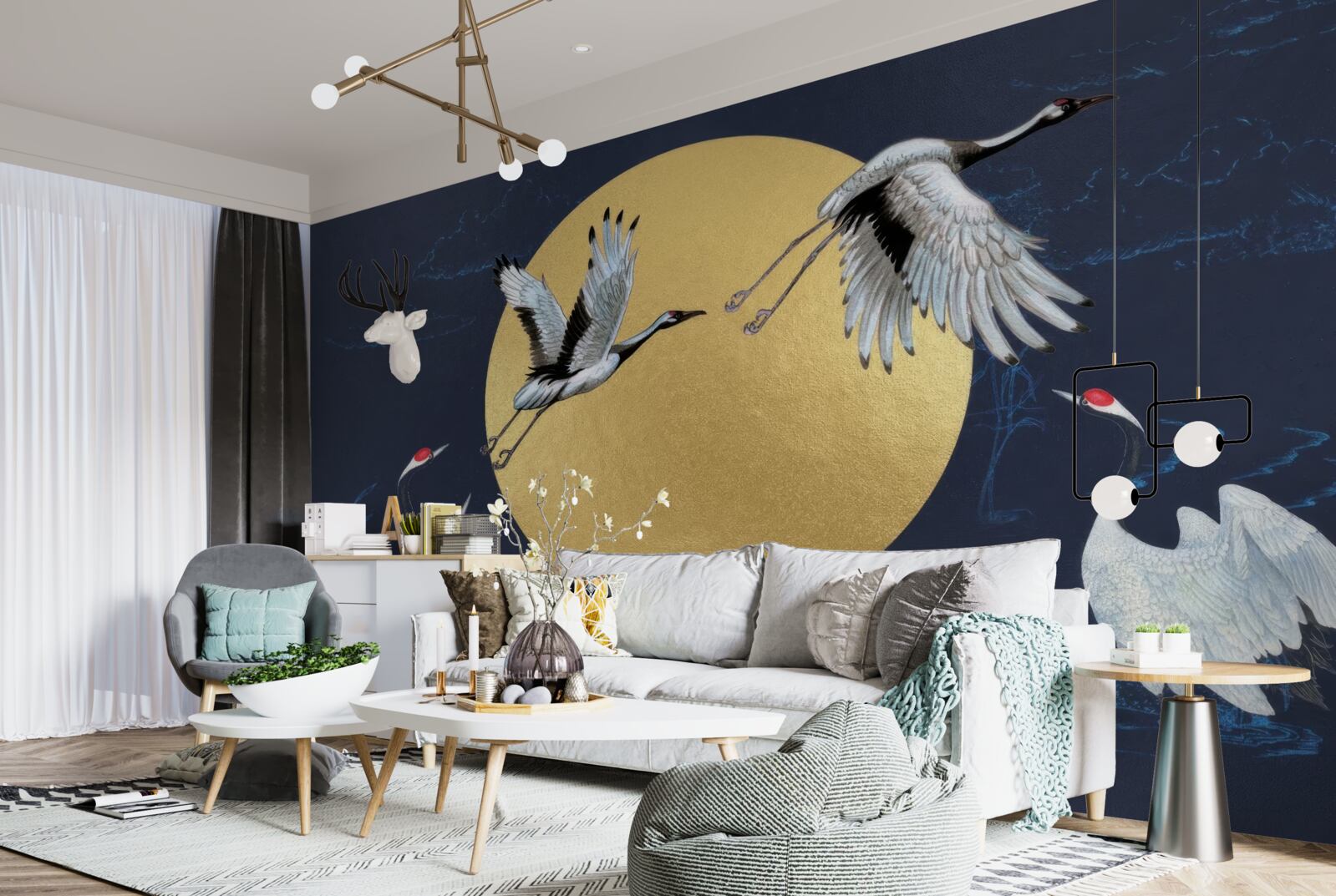 Fototapeten Flucht der weißen Vögel
