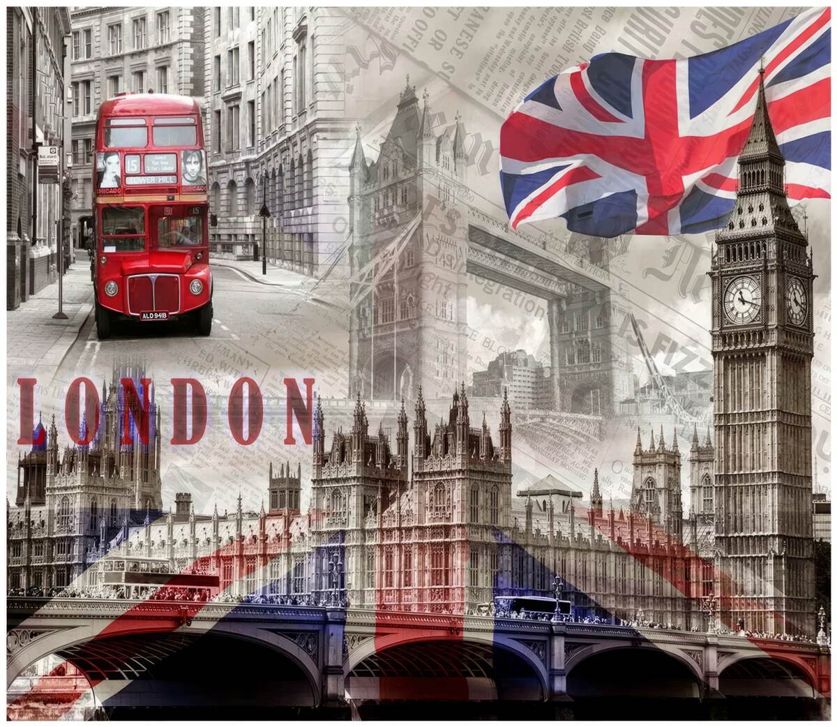 Fototapeten Londoner Touristenattraktionen