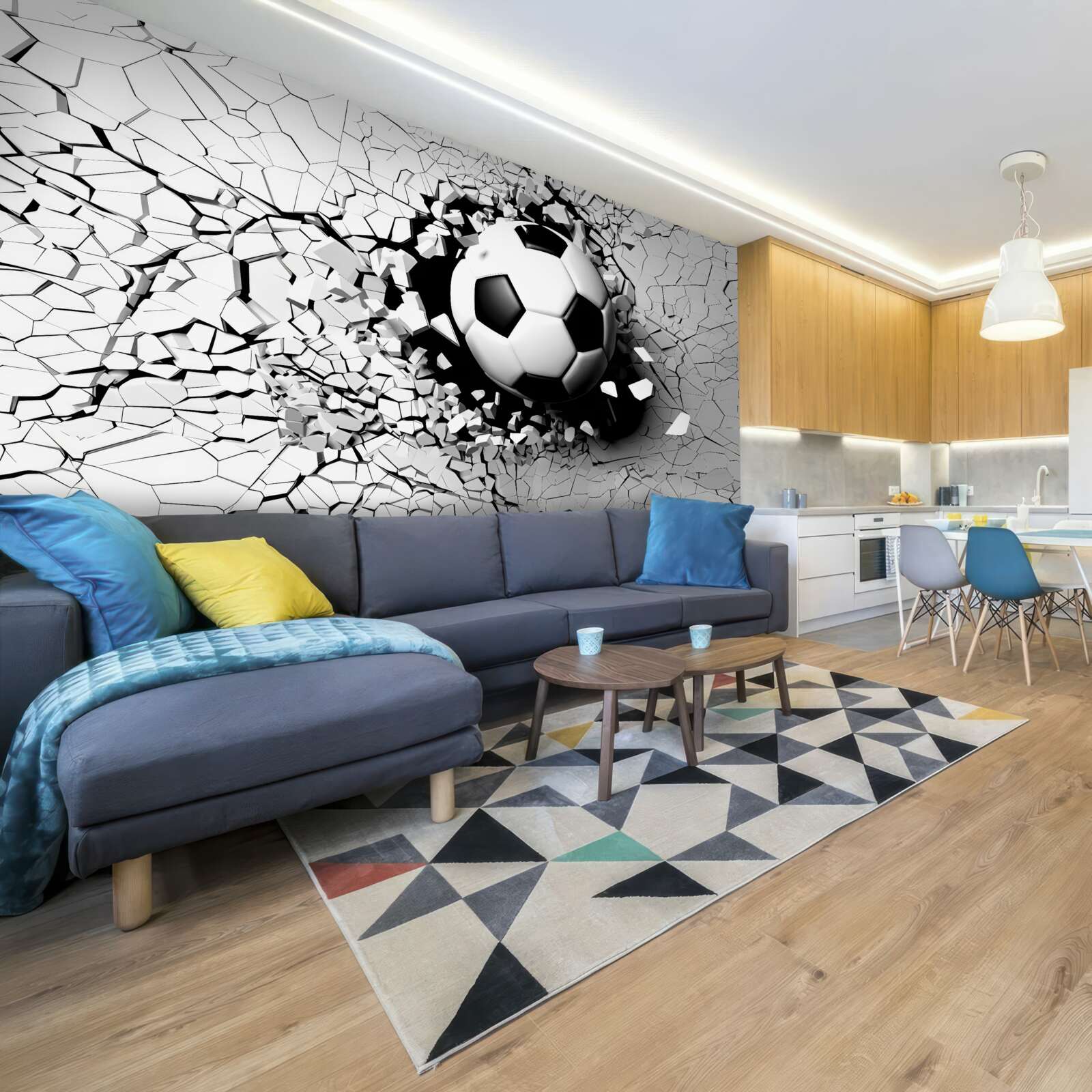 Fototapeten Fußball fliegt durch die Barriere