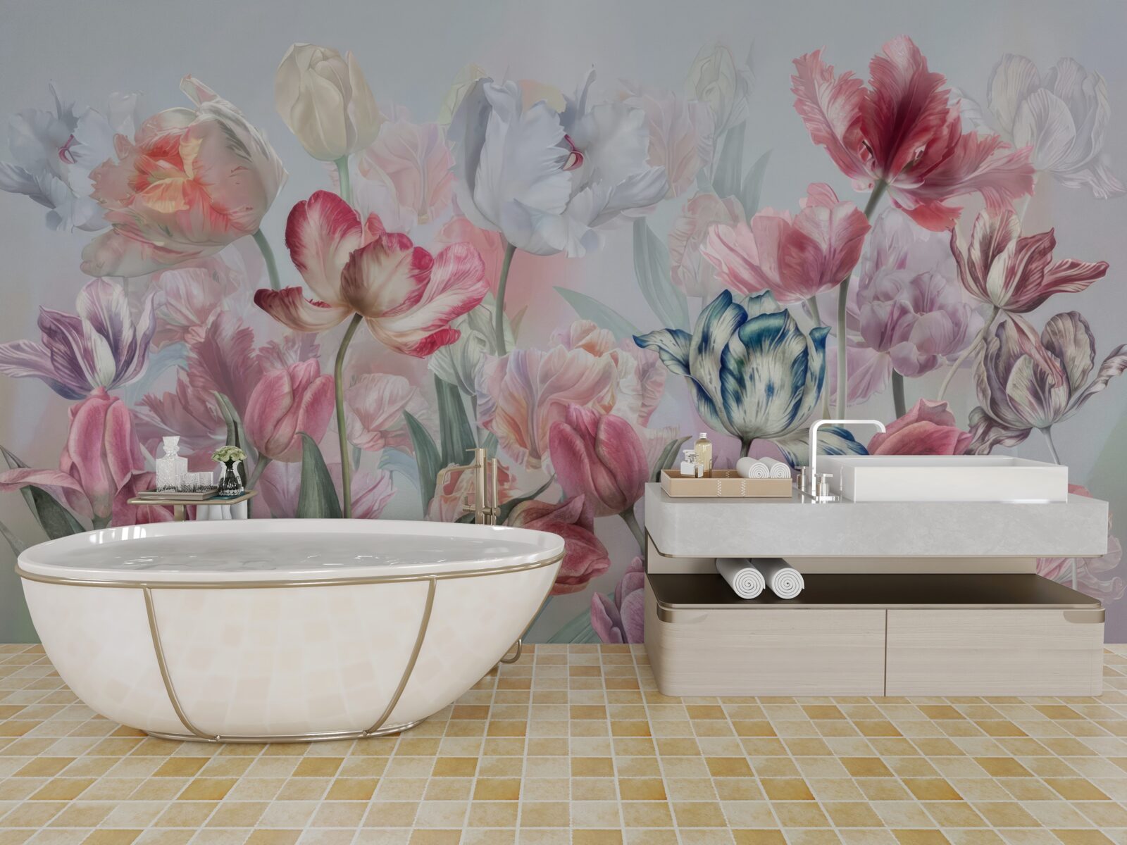 Fototapeten Die Vielfalt der schönen Blumen