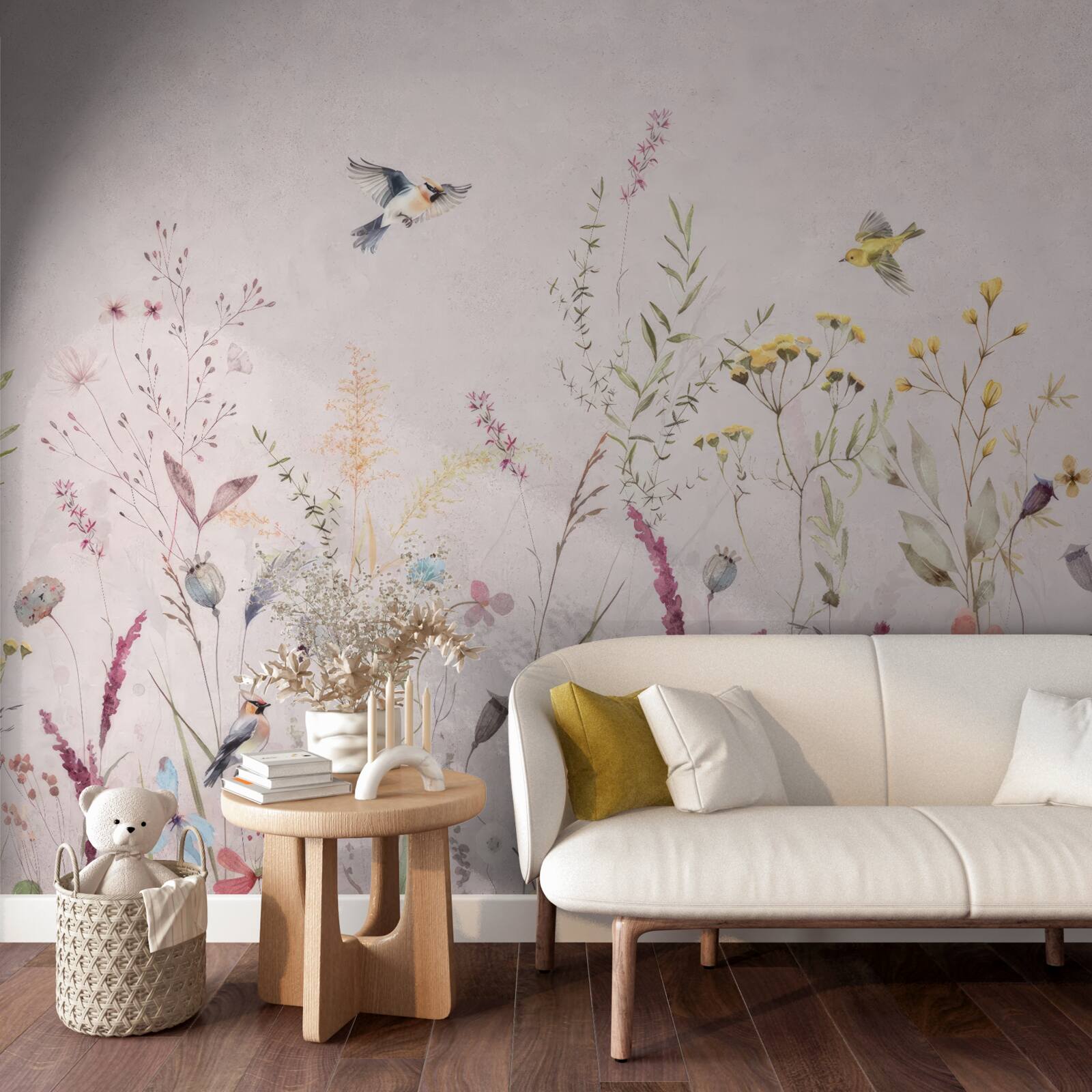 Fototapeten Blumen und Vögel