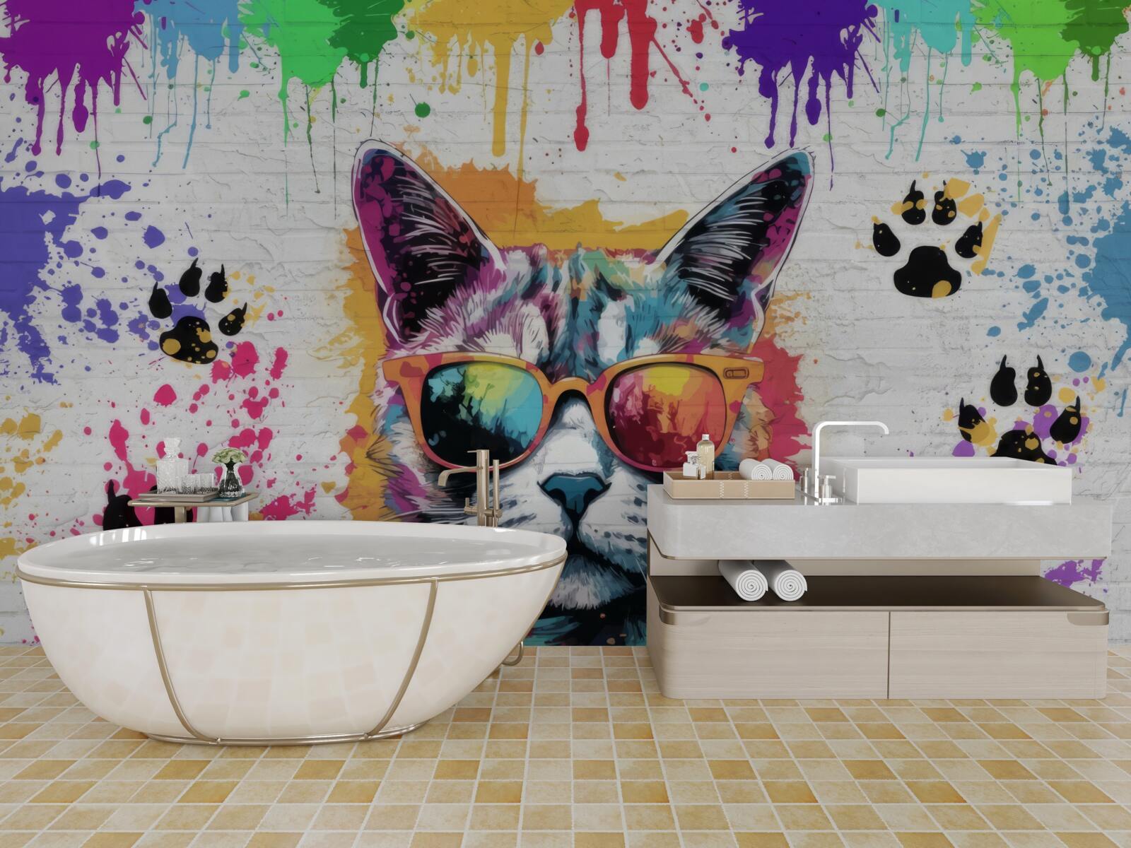 Fototapeten Katze mit Brille