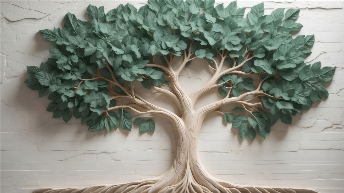 Fototapeten Ein Baum mit dichten grünen Blättern