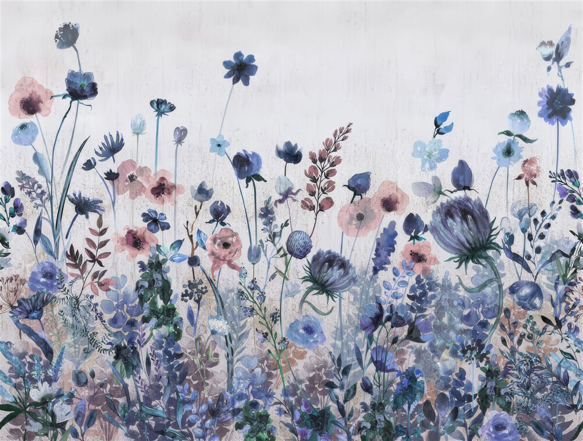 Fototapeten Pflanzen und Blumen in Blau- und Rosa -Schatten