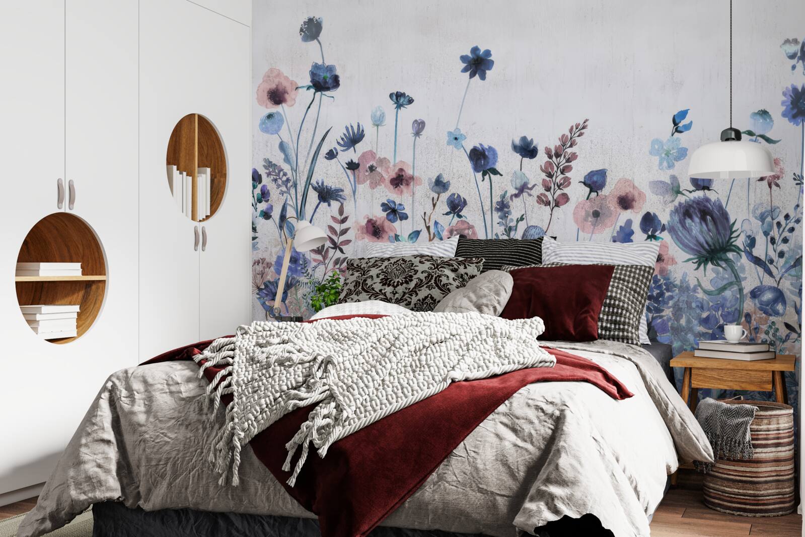 Fototapeten Pflanzen und Blumen in Blau- und Rosa -Schatten