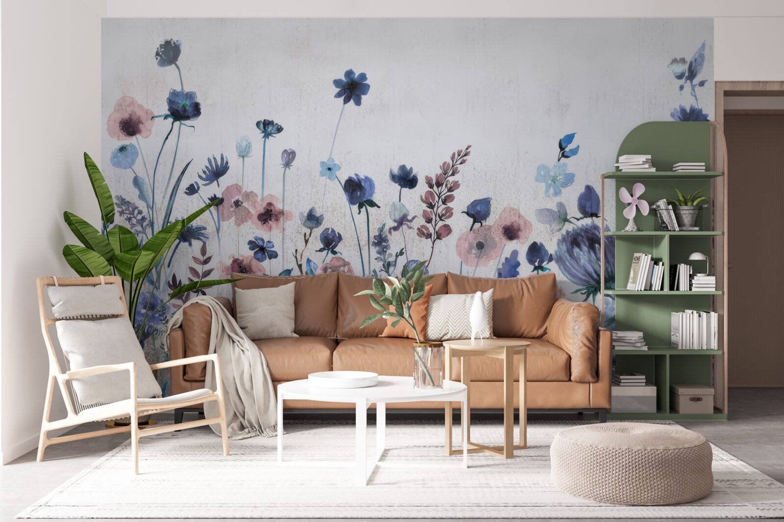 Fototapeten Pflanzen und Blumen in Blau- und Rosa -Schatten