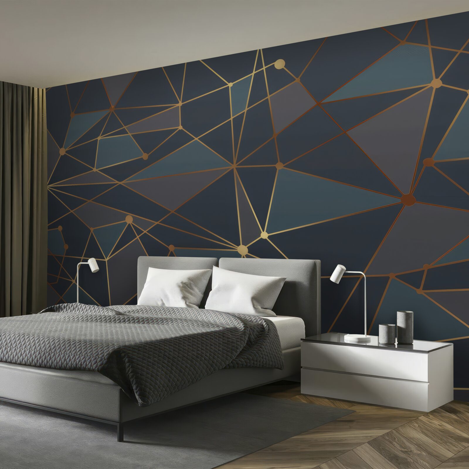 Fototapeten Hintergrund mit geometrischen Formen in dunklen Farbtönen