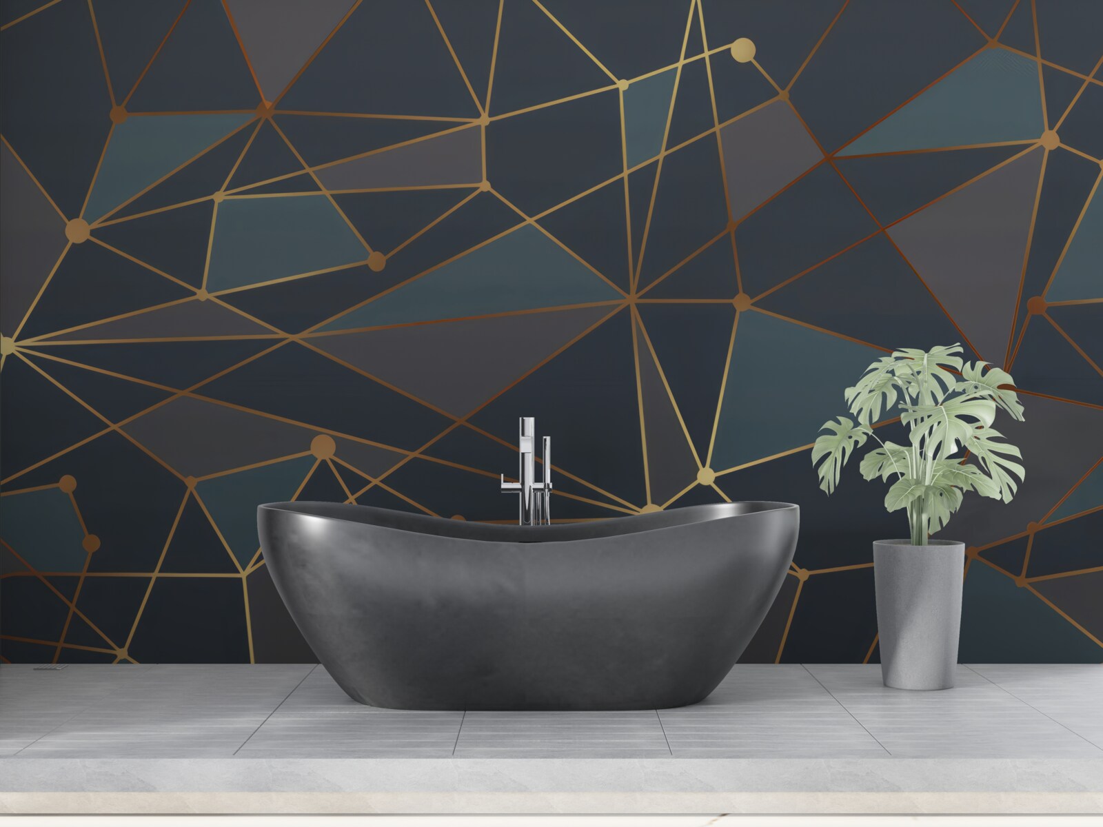 Fototapeten Hintergrund mit geometrischen Formen in dunklen Farbtönen
