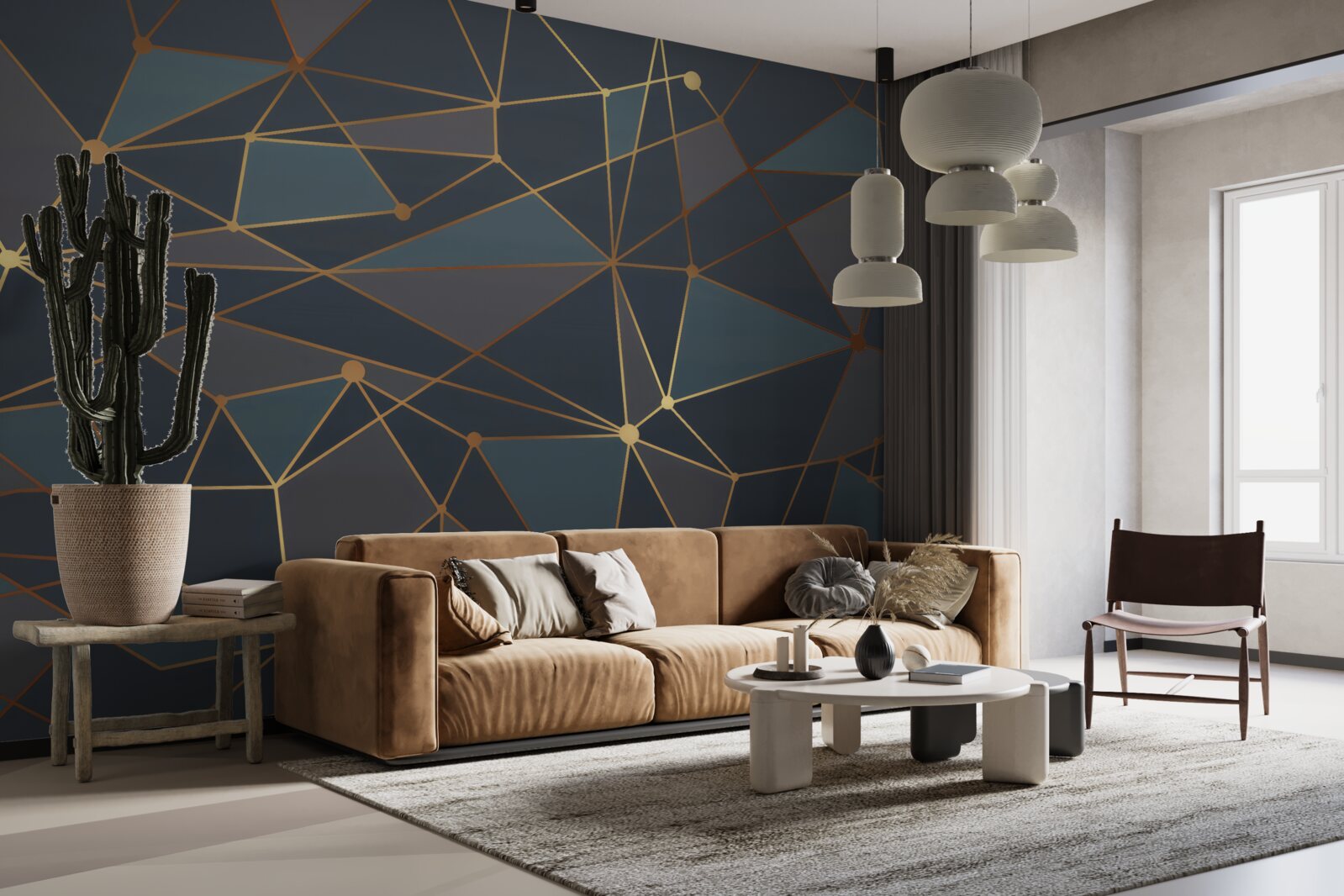 Fototapeten Hintergrund mit geometrischen Formen in dunklen Farbtönen