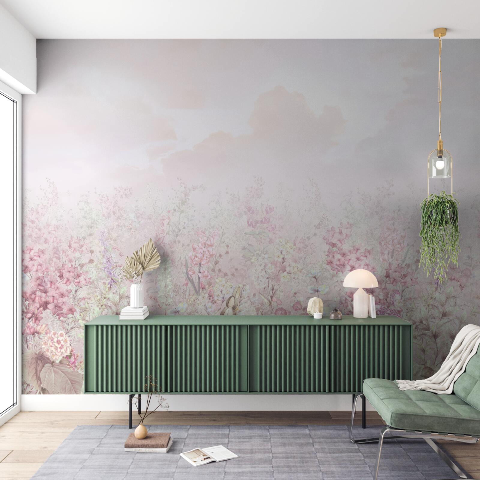 Fototapeten Mit Blumen gepunktete Wiese