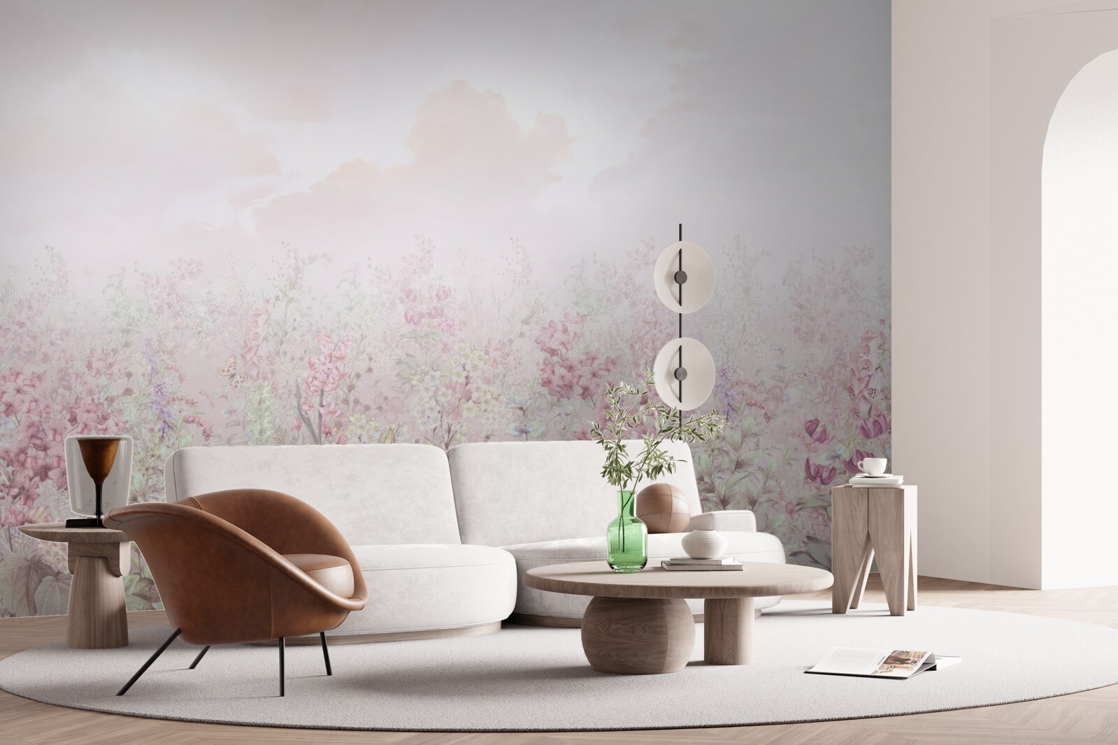 Fototapeten Mit Blumen gepunktete Wiese