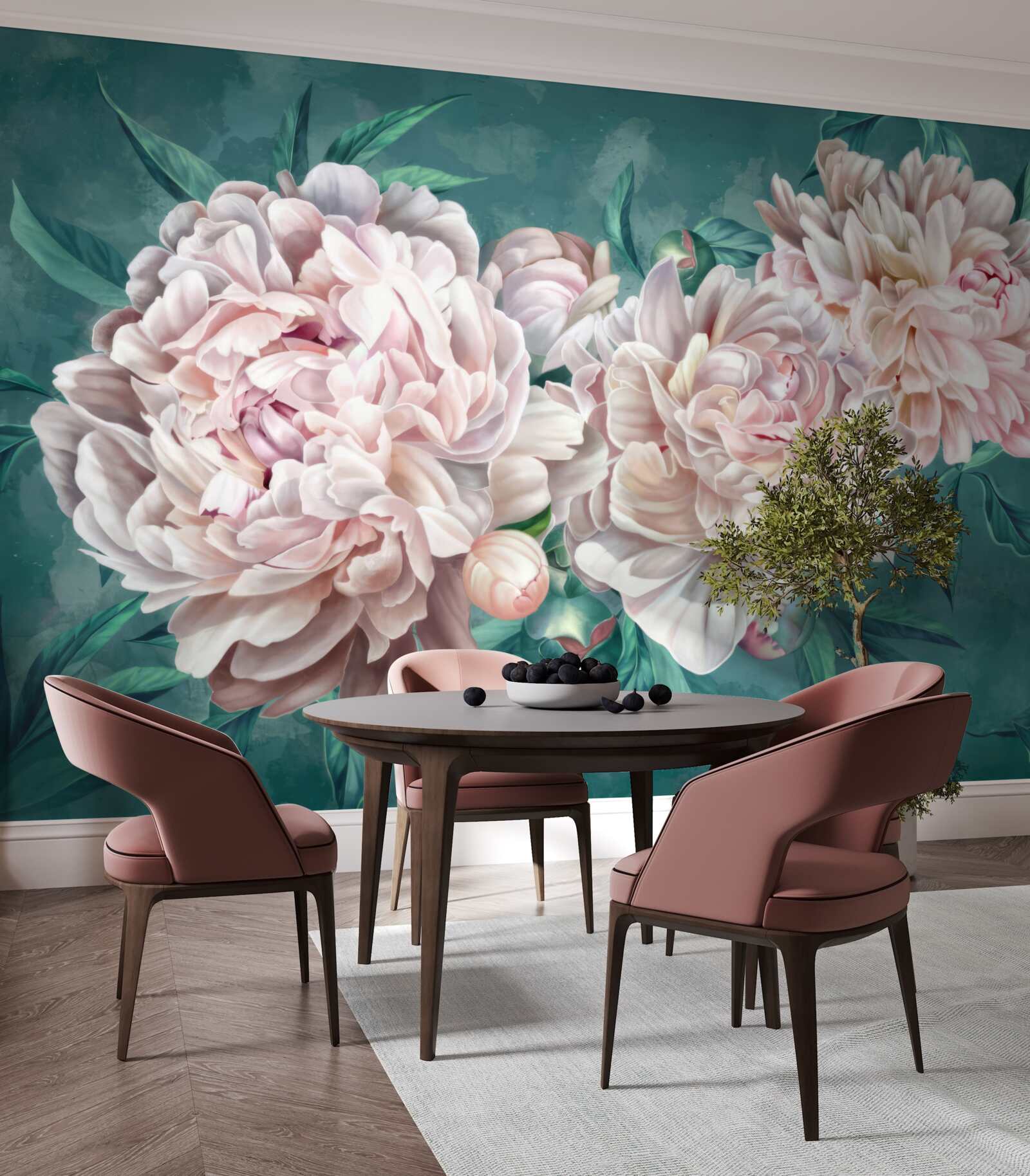 Fototapeten Pfingstrosen in einem zarten rosa Farbton