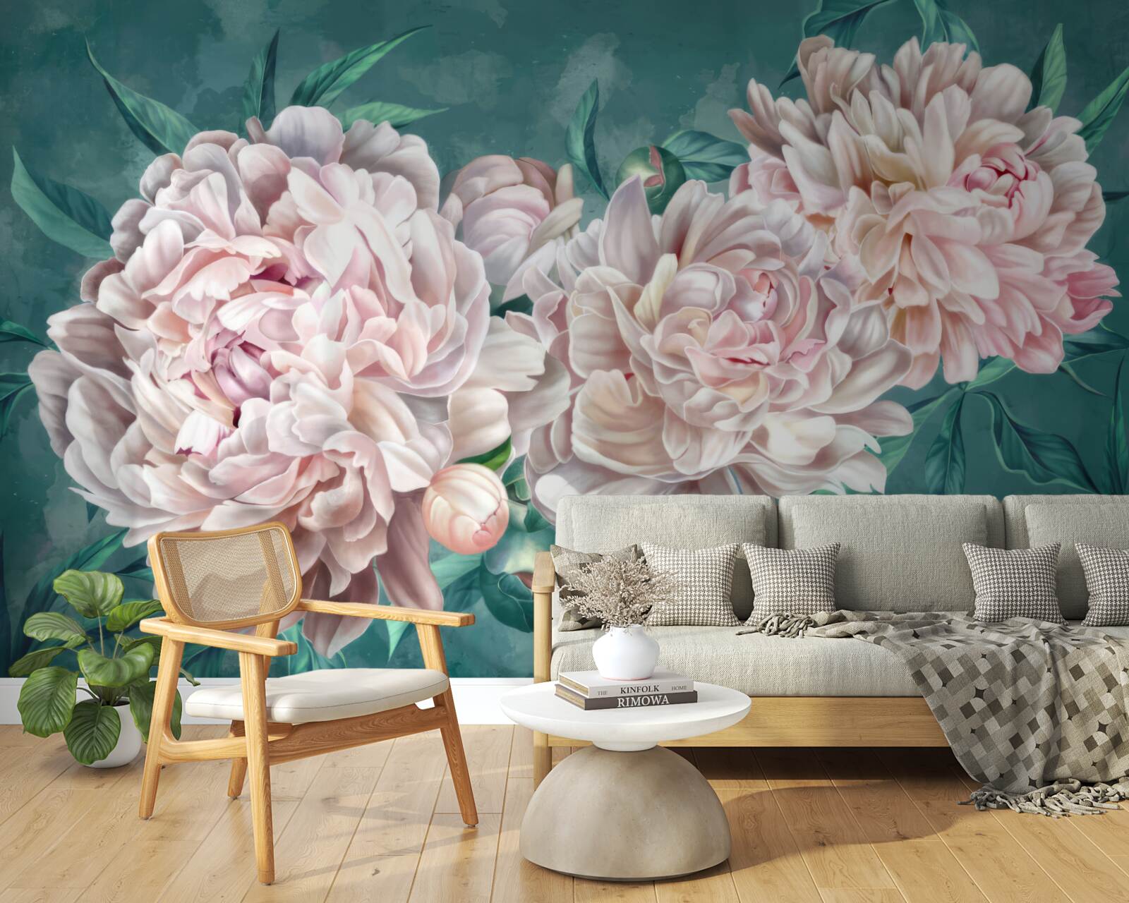 Fototapeten Pfingstrosen in einem zarten rosa Farbton