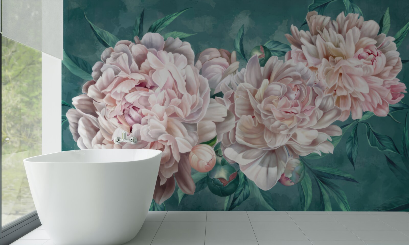 Fototapeten Pfingstrosen in einem zarten rosa Farbton
