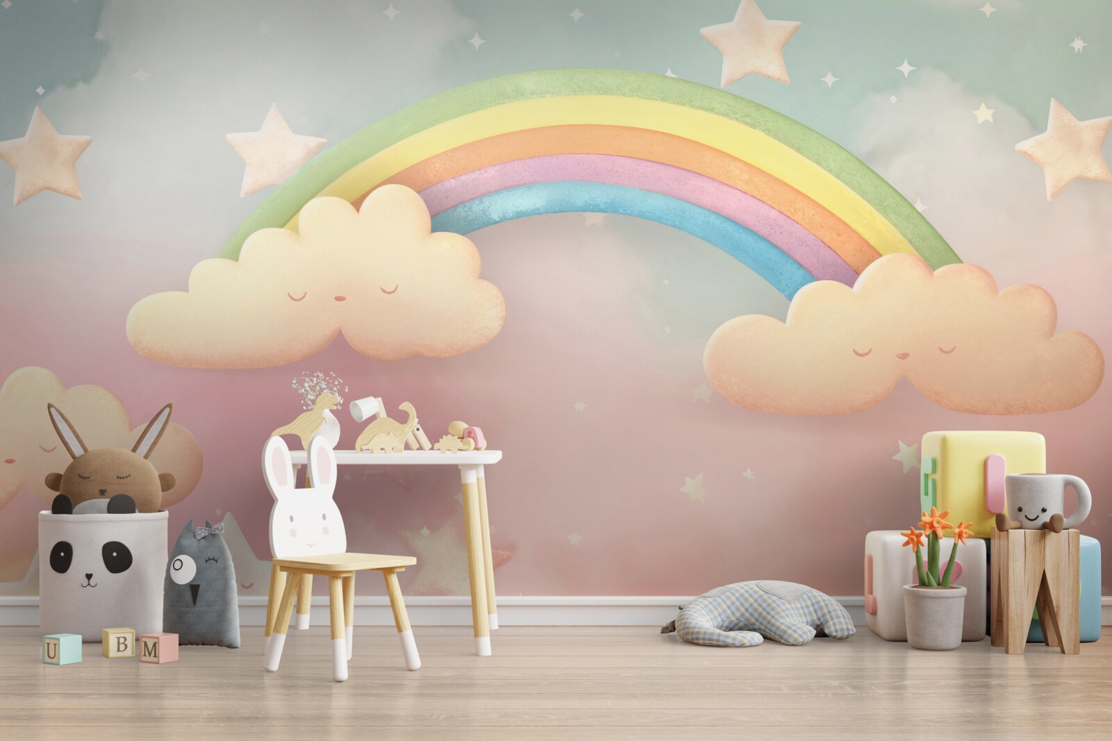 Fototapeten Ein riesiger Regenbogen unter dem Sternenhimmel