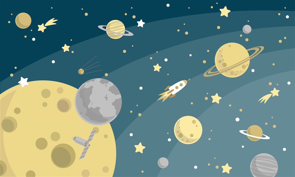 Fototapeten Sterne und Planeten im Weltraum