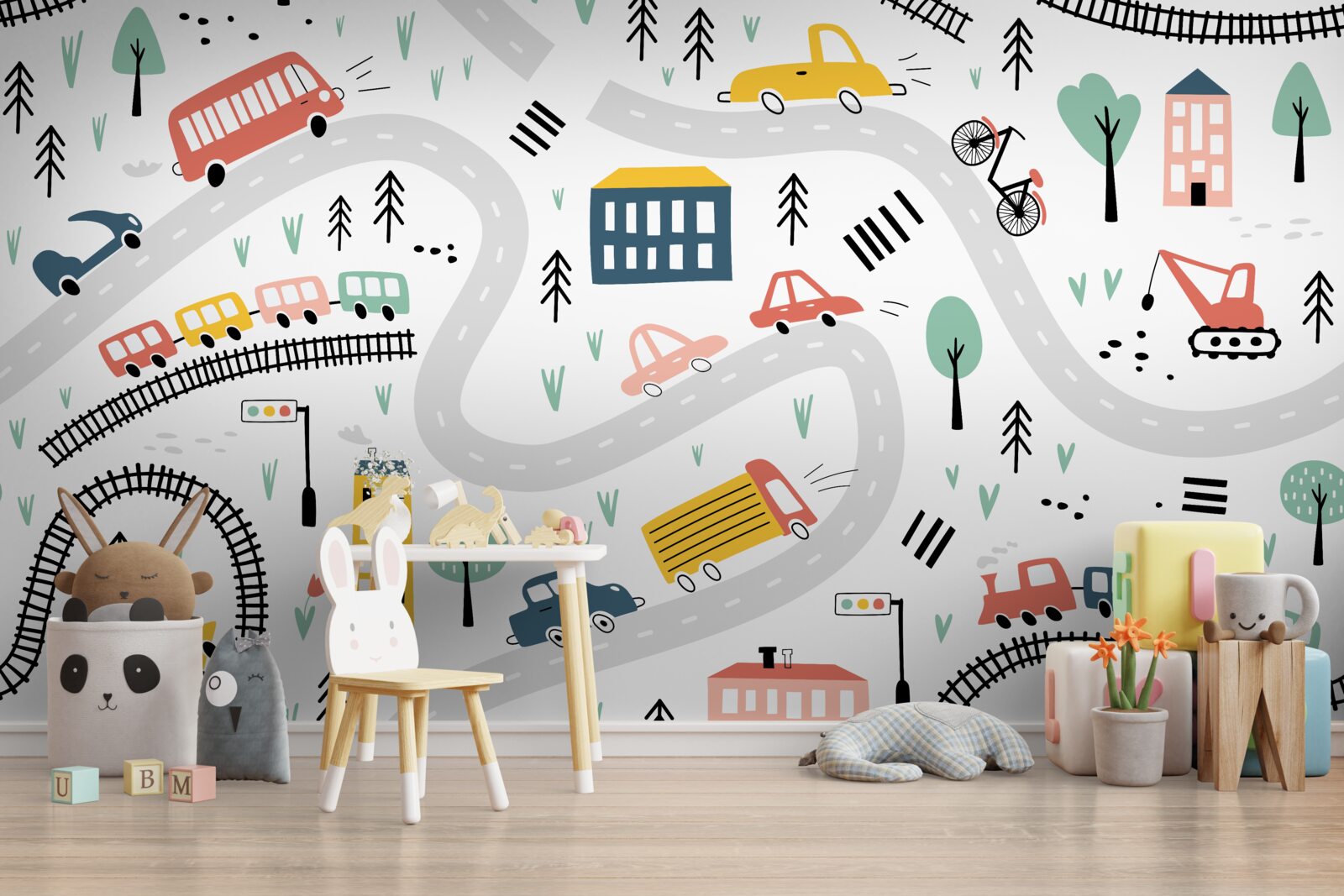 Fototapeten Besiedelter Bereich mit Straßen und Transportsystemen