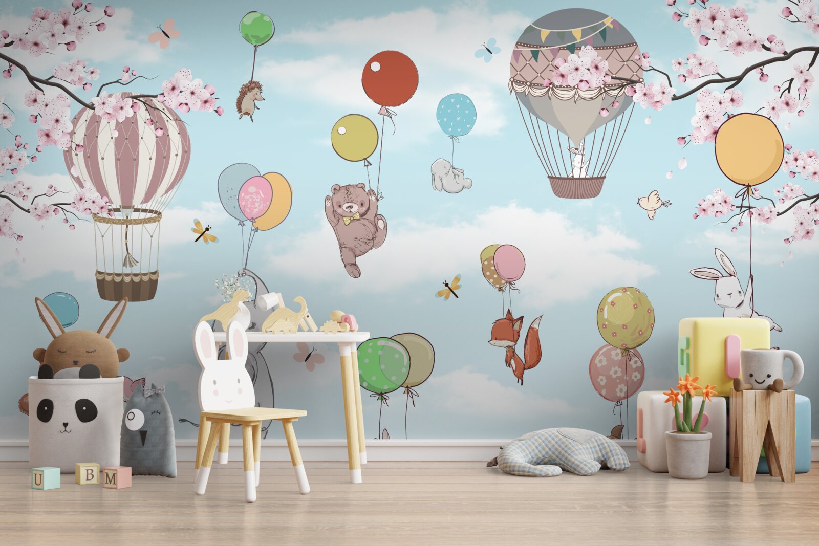 Fototapeten Reisen Sie mit Luftballons mit tierischen Bildern zu beheizte Luft