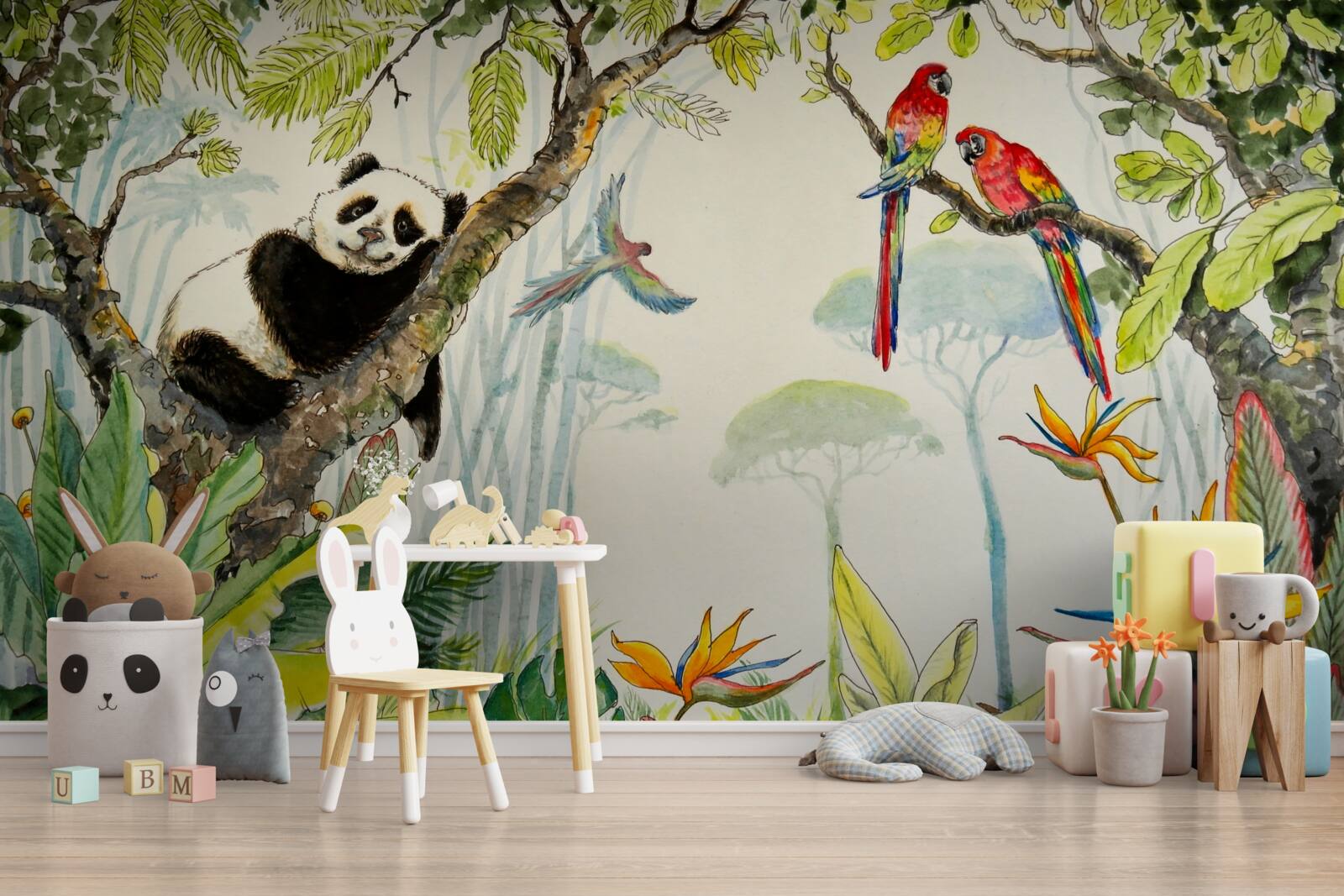 Fototapeten Panda entspannt sich an den Zweigen des Baumes