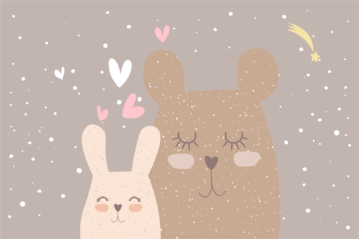 Fototapeten Bunny und der Bär zittern