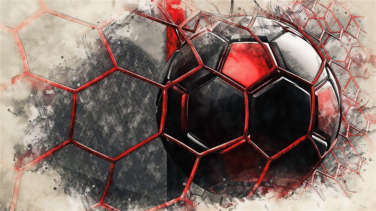 Fototapeten Das Netz wird vom Fußball zerrissen