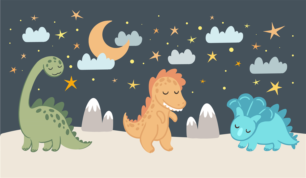 Fototapeten Dinosaurier gehen schlafen