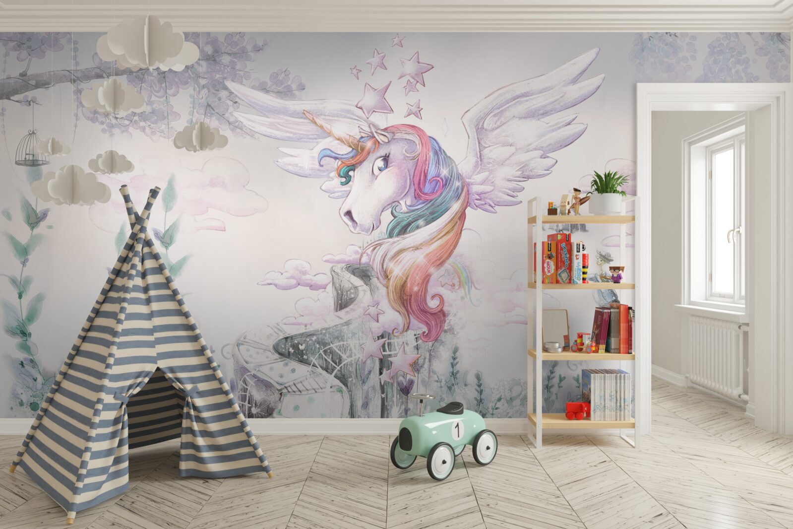 Fototapeten Das Einhorn erzählt dir süße Träume