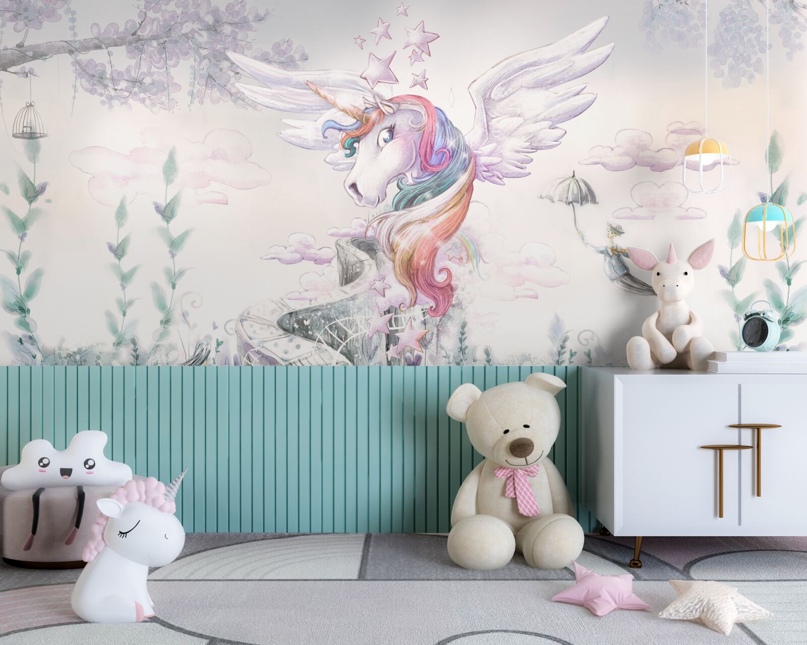 Fototapeten Das Einhorn erzählt dir süße Träume