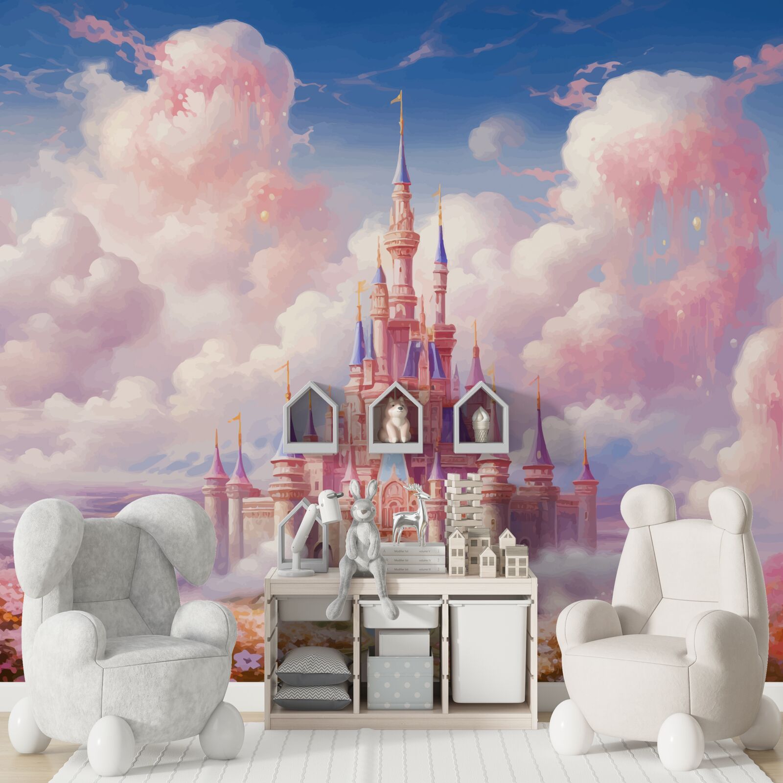 Fototapeten Prinzessin -Palast unter den Wolken