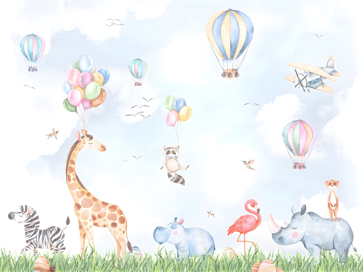 Fototapeten Luftballons und Tiere