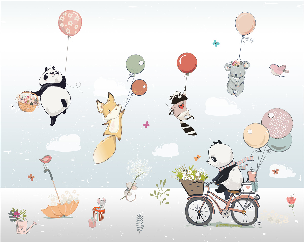 Fototapeten Tiere auf Luftballons