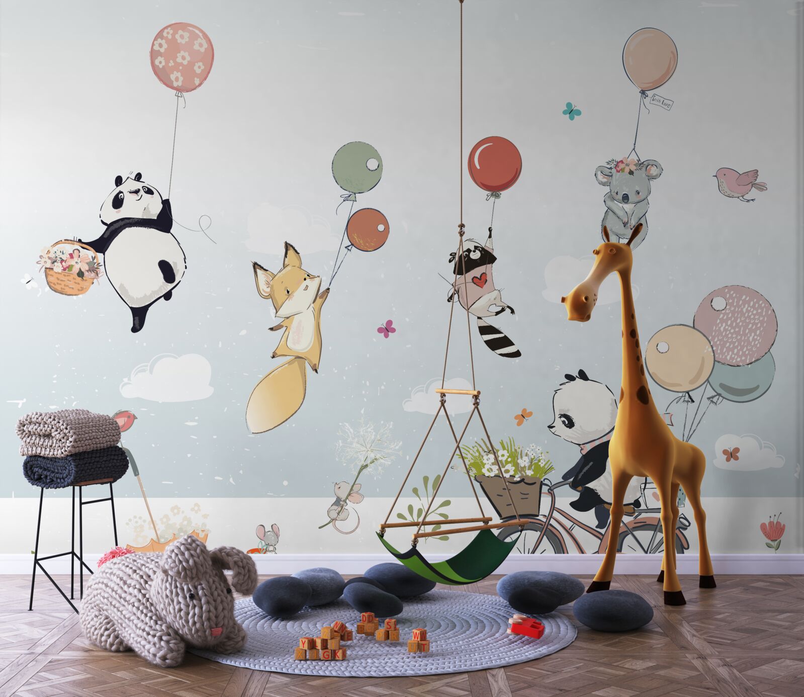 Fototapeten Tiere auf Luftballons