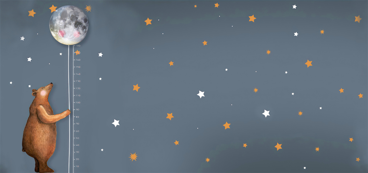 Fototapeten Der Bär hebt den Mond in den Himmel