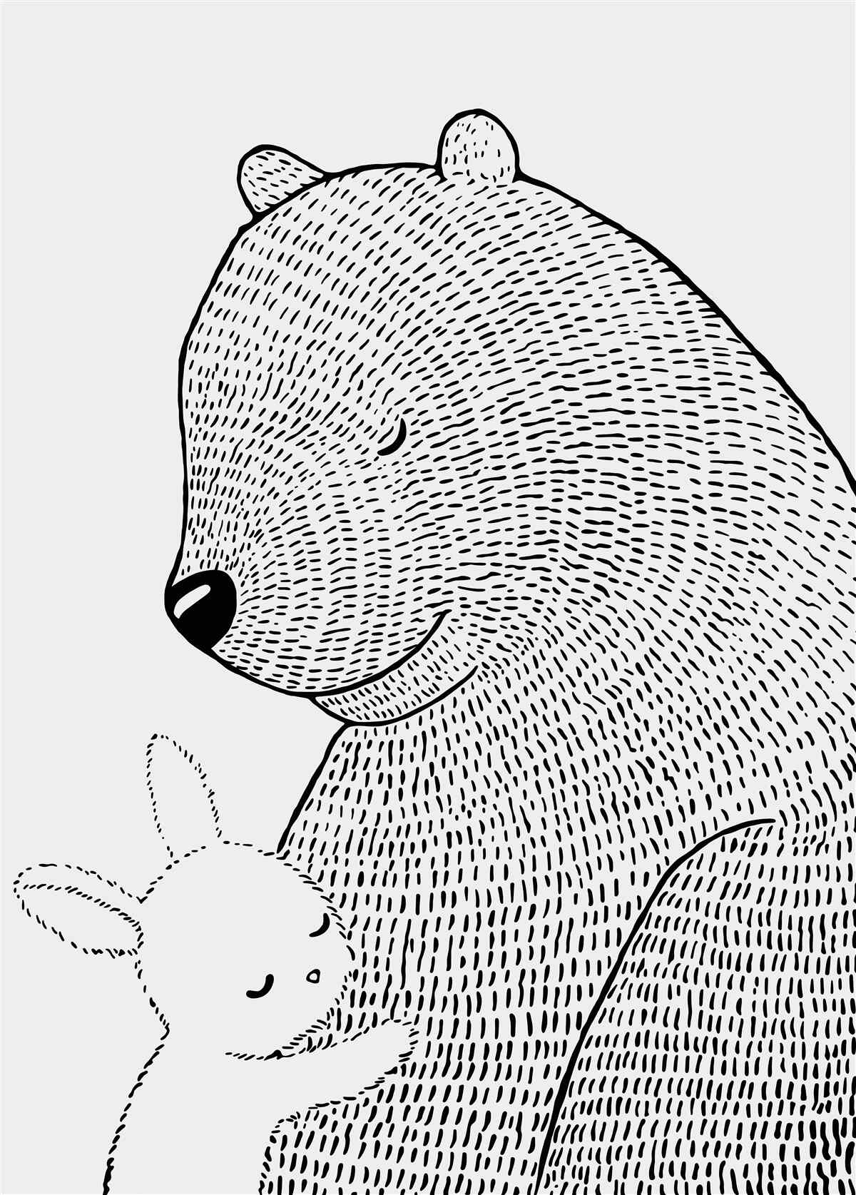 Fototapeten Hasen und Bär