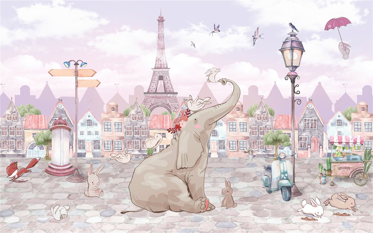 Fototapeten Der Elefant kam in die Stadt
